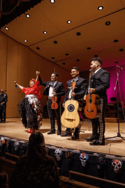 A curtain call during the Dia de Los Muertos performance at the Morris
