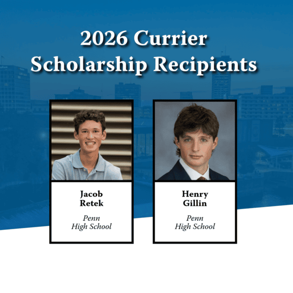 Graphic displays 2026 Currier scholarship recipients