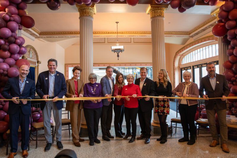 Photograph shows ribbon cutting ceremony at the Raclin Murphy Encore Center